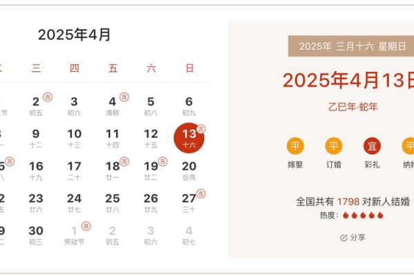 2025年4月结婚最佳日子